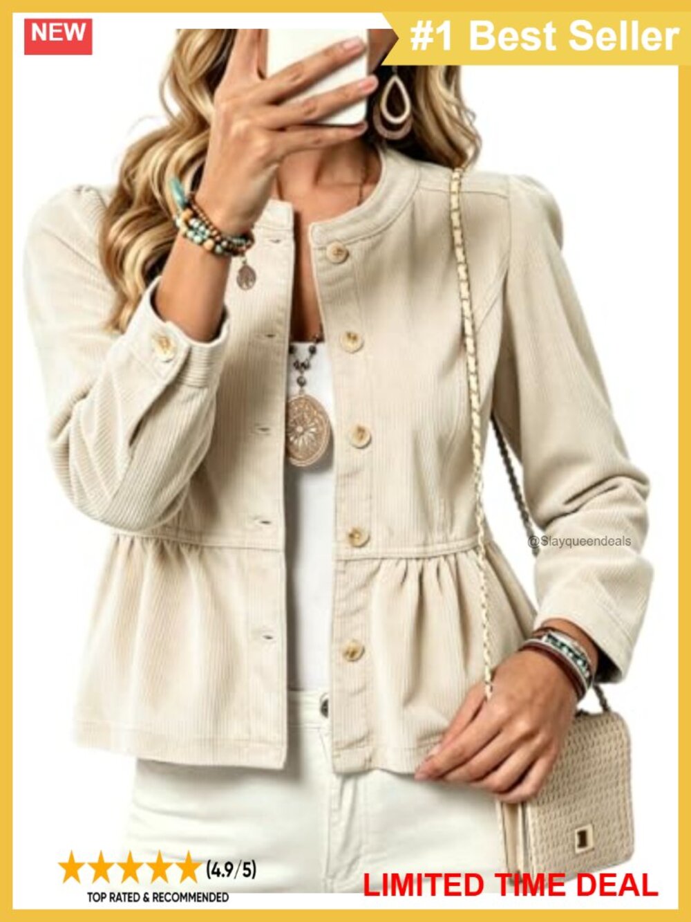 Women's Corduroy Peplum Jacket Cropped Button Front Fall Shacket